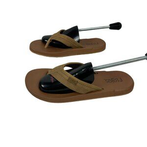 Flojos Men's Size 11 Flip Flops Brown Synthetic Upper & Textured Sole